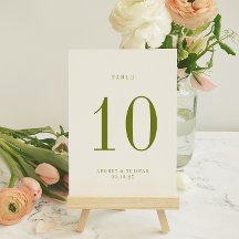 ROWAN Grüne Hochzeit Tischnummernkarte