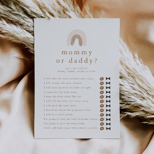 ROWAN Guess Who Mommy Daddy Baby Shooter Game Card Einladung