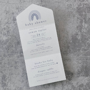 ROWAN-Junge-Boho-Regenbogen-Windel-Raffle-Baby-Par All In One Einladung