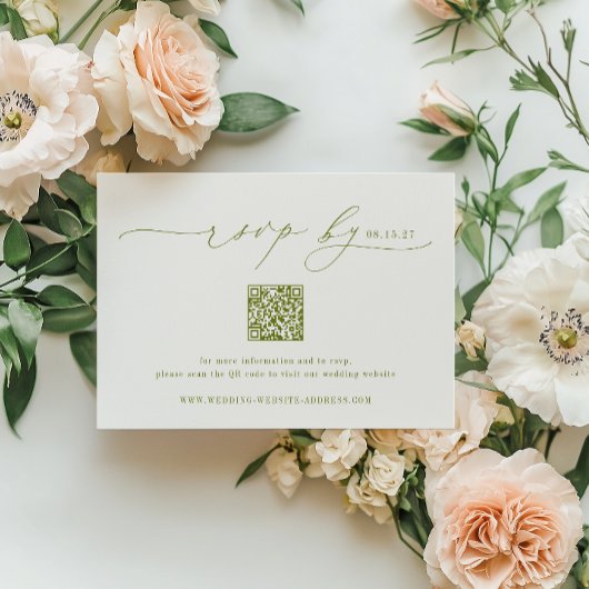 ROWAN Minimalist Wedding QR Code RSVP Karte