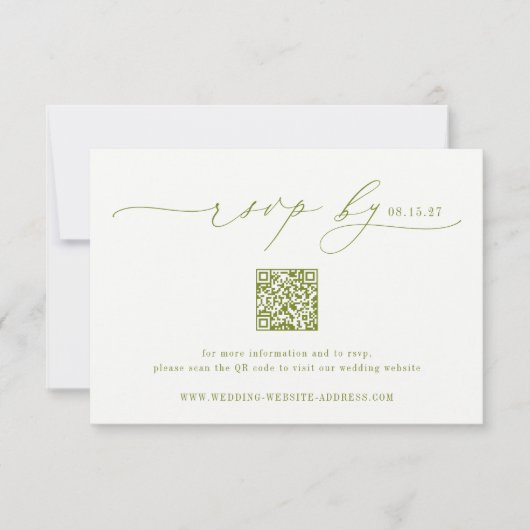 ROWAN Minimalist Wedding QR Code RSVP Karte (Vorderseite)