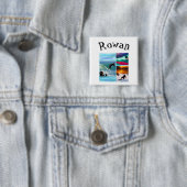 Rowan Name Mit Surfenden Schimpansen, Button (Beispiel)