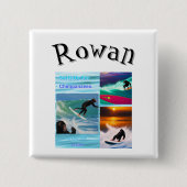 Rowan Name Mit Surfenden Schimpansen, Button (Vorderseite)