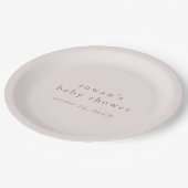 ROWAN Pink und Gold Boho Moderne einfache Babydusc Pappteller (Schrägansicht)