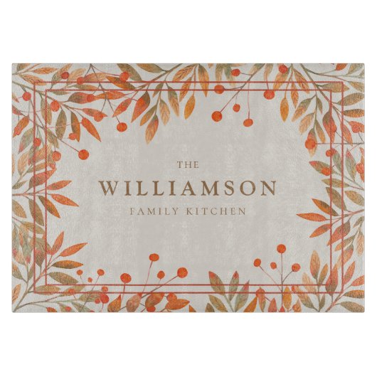 Rowan Red Berries & Herbstlaubs Botanical Schneidebrett (Vorderseite)