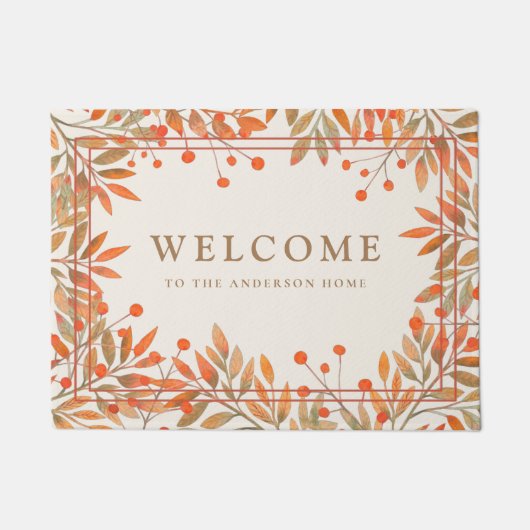 Rowan Red Berries & Herbstlaubs Custom Botanical Fußmatte (Vorderseite)