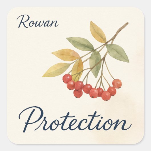 Rowan-Schutz Quadratischer Aufkleber (Vorderseite)