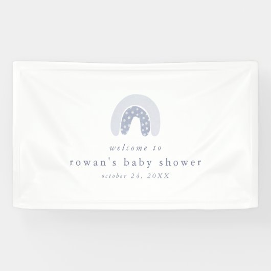 ROWAN Summer Boy Blue Boho Rainbow Baby Dusche Banner (Horizontal)