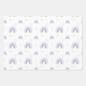 ROWAN Summer Boy Blue Boho Rainbow Baby Dusche Geschenkpapier Set (Vorderseite)