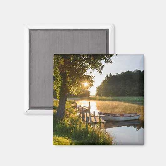 Rowboat Am See verankert Magnet (Vorderseite/Rückseite)