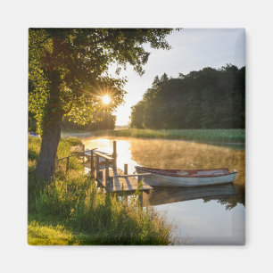 Rowboat Am See verankert Magnet