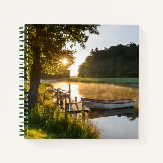 Rowboat Am See verankert Notizblock (Vorderseite)