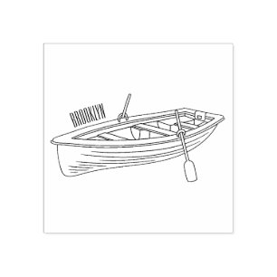 Rowboat-Cartoon-Abbildung Gummistempel