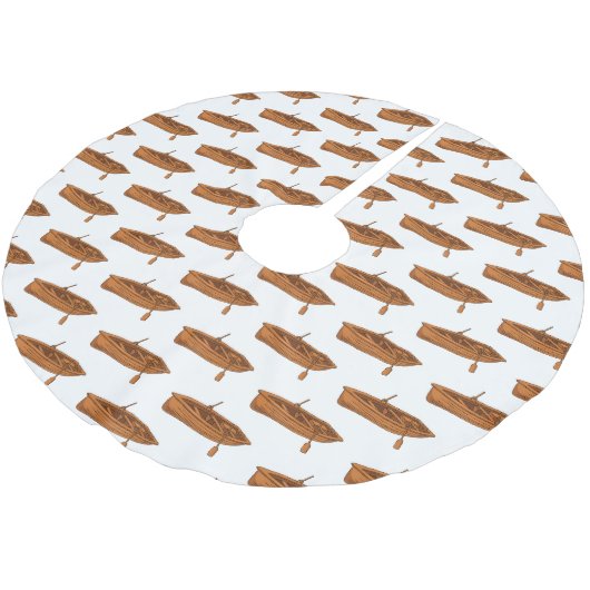 Rowboat-Cartoon-Abbildung Polyester Weihnachtsbaumdecke (Schrägansicht)