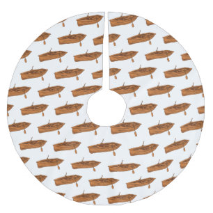 Rowboat-Cartoon-Abbildung Polyester Weihnachtsbaumdecke