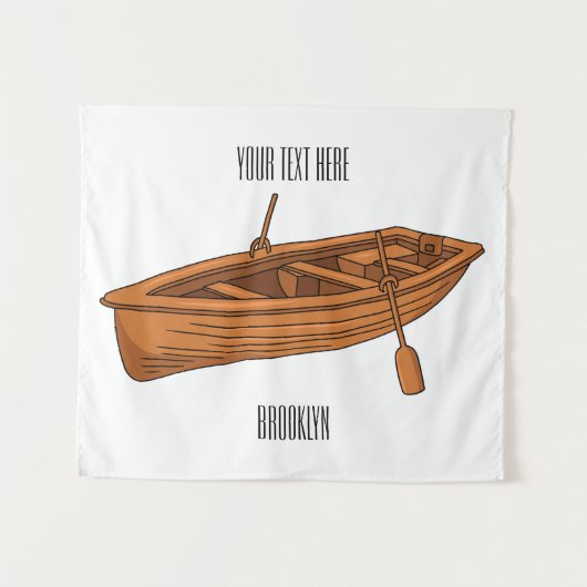 Rowboat-Cartoon-Abbildung Wandteppich (Vorderseite (Horizontal))
