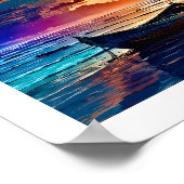 Rowboat Sunset Serenity Poster (Ecke)