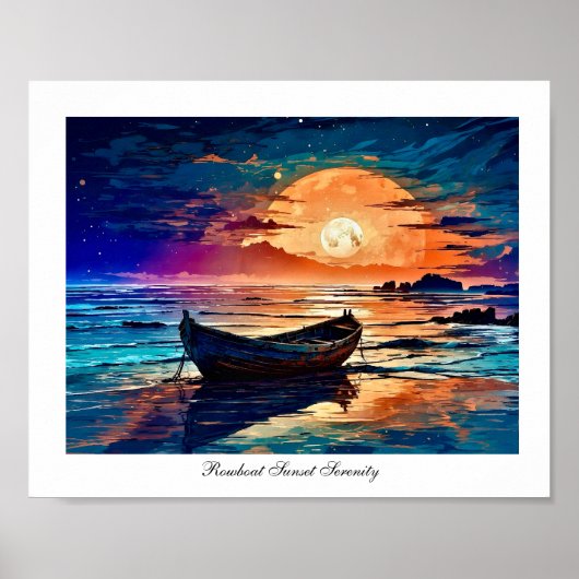 Rowboat Sunset Serenity Poster (Vorne)