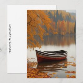 RowBoat Trees Colorful Autumns Wend Timeless Art  Feiertagskarte