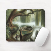 Rowboat unter einem weinenden Wildbaum Mousepad (Mit Mouse)