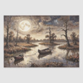 Rowboote in der Herbstlandschaft - Decoupage - Seidenpapier (Vorderseite)