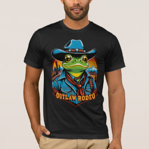 Rowdy Outlaw Rodeo Frog - Western Cowboy T - Shirt