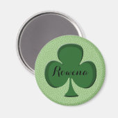 Rowena Irish Kleeblatt Round Name Magnet | Bearbei (Vorderseite/Rückseite)