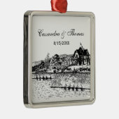 Rowers am Fluss mit dem Boathouse Black Ornament Aus Metall (Rechts)