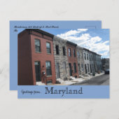 Rowhousous an North Port Street Baltimore Maryland Postkarte (Vorne/Hinten)