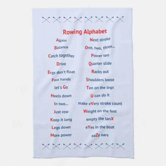 Rowing-Alphabet blass Geschirrtuch (Vertikal)