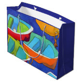 Rowing Boats Gift Bag - Large, Matte Große Geschenktüte (Rückseite Schrägansicht)