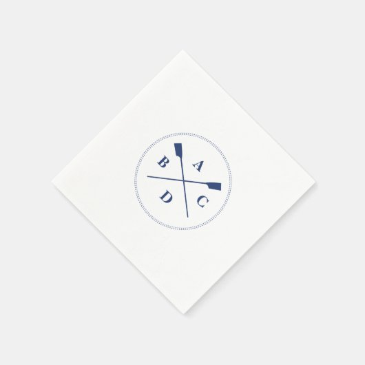 Rowing crossed oars navy initials serviette (Ecke)