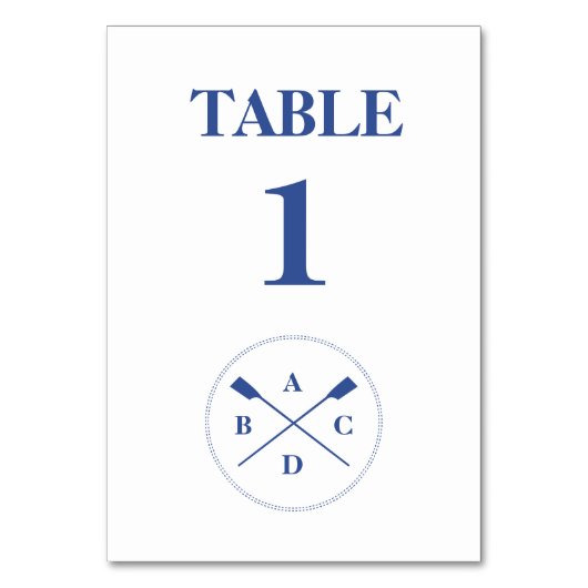 Rowing Crown Oars Initials wässrig Tischnummer (Vorderseite)