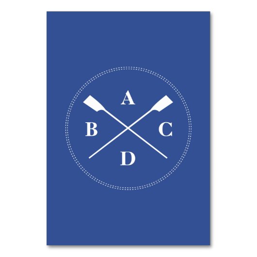 Rowing Crown Oars Monogramm Blau Tischnummer (Rückseite)