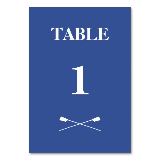 Rowing Crown Oars Monogramm Blau Tischnummer (Vorderseite)
