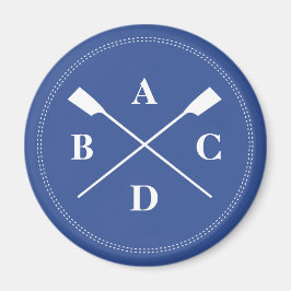 Rowing Crown Oars Monogramm Initialen Marine Magnet