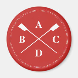 Rowing Crown Oars Monogramm Initialen rot Magnet