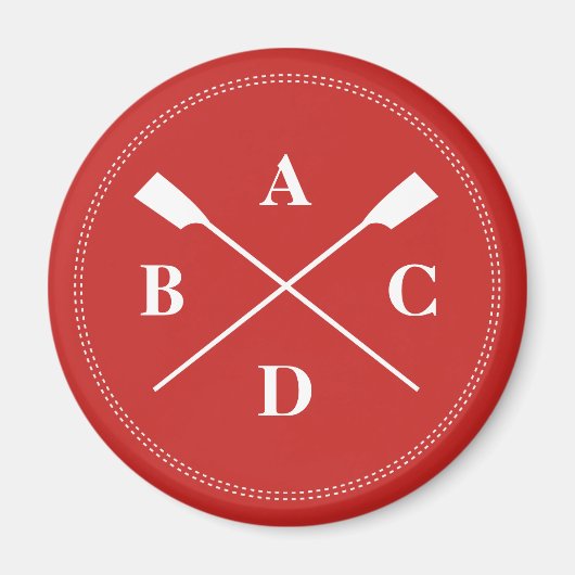 Rowing Crown Oars Monogramm Initialen rot Magnet (Vorne)