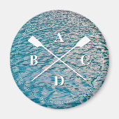 Rowing Crown Oars Monogramm Initialen wässrig Magnet (Vorne)