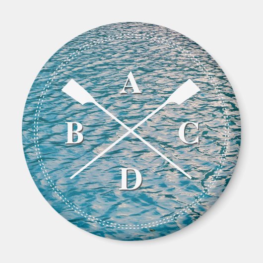 Rowing Crown Oars Monogramm Initialen wässrig Magnet (Vorne)