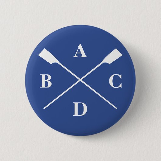 Rowing Crown Oars Monogramm Marine Button (Vorderseite)