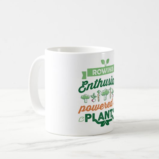 Rowing-Enthusiasten mit Pflanze Veganes Geschenk Kaffeetasse (Vorderseite Links)