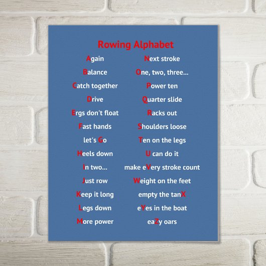 Rowing fun Alphabet blauen Sport Poster