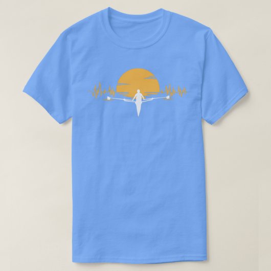Rowing Heartbeat Sunset EKG T-Shirt (Design vorne)