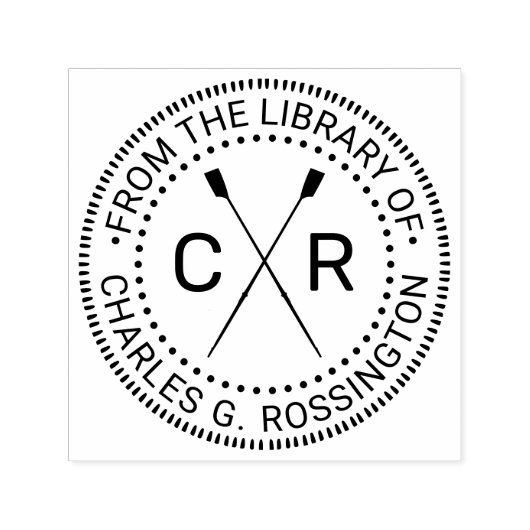Rowing Rowers Crew 2 Initial Library Book Name v2 Permastempel (Design)