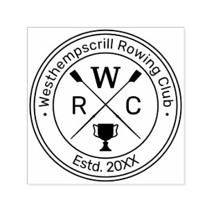 Rowing Rowers Crew Club Trophäe Runde Name Initial Permastempel