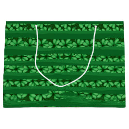 ROWS DER GRÜNEN RIBBON- UND IRISCHEN KLEEBLÄTTER GROßE GESCHENKTÜTE