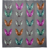 Rows of Gothic Flying Bats Various Colours Grey Duschvorhang (Vorderseite)