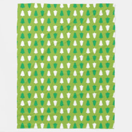 ROWS OF GREEN & WHITE CHRISTMAS BÄUME FLEECEDECKE