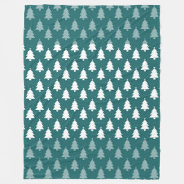 ROWS OF GREEN & WHITE CHRISTMAS BÄUME FLEECEDECKE